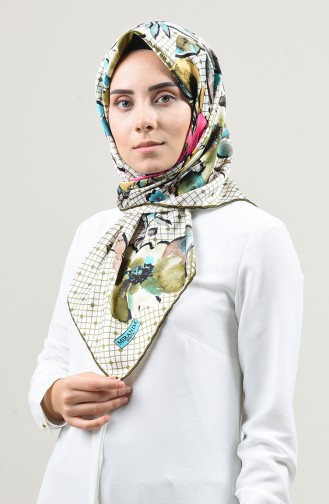 Patterned Rayon Scarf Khaki 2457-09