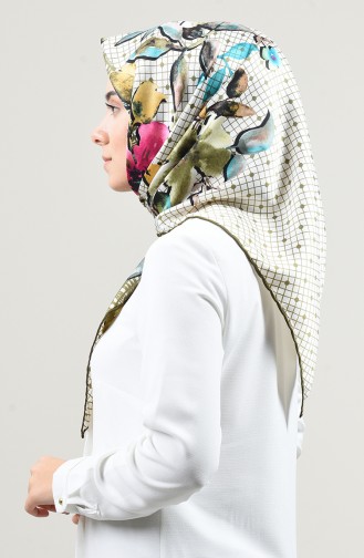 Patterned Rayon Scarf Khaki 2457-09