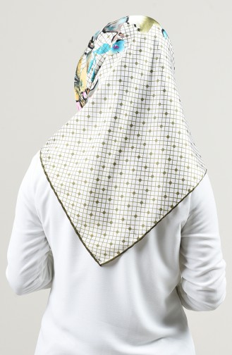 Patterned Rayon Scarf Khaki 2457-09