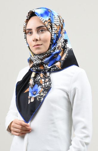 Patterned Rayon Scarf Saxon Blue 2457-10