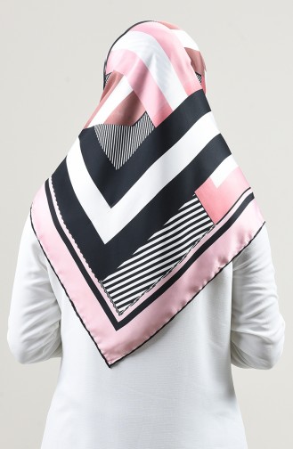 Patterned Rayon Scarf Black Light Pink 2457-13