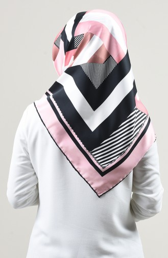 Patterned Rayon Scarf Black Light Pink 2457-13