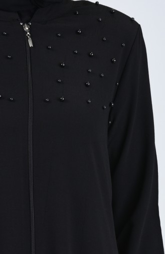 Abaya à Perles 4041-01 Noir 4041-01