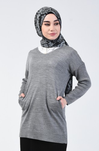 Pull Tricot Col V 0510-01 Gris 0510-01