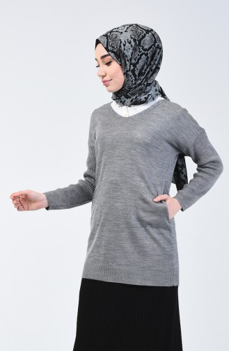 Pull Tricot Col V 0510-01 Gris 0510-01