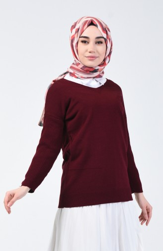 Pull Tricot Col V 0510-07 Bordeaux 0510-07