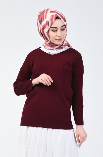 Pull Tricot Col V 0510-07 Bordeaux 0510-07