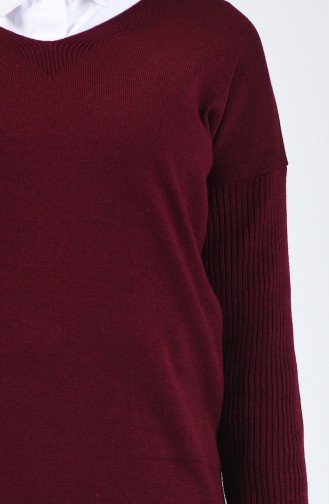 Pull Tricot Col V 0510-07 Bordeaux 0510-07