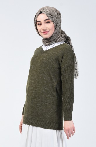 Pull Tricot Col V 0510-08 Khaki 0510-08