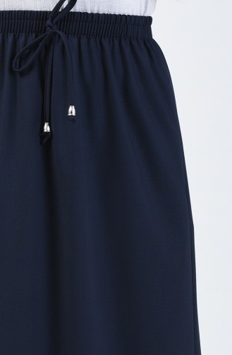 Waist Elastic Skirt Navy Blue 1381ETK-01