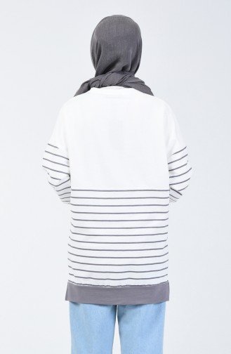 Çizgili Sweatshirt 0811-04 Gri