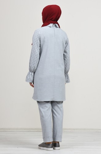 Gömlek Yaka Tunik Pantolon İkili Takım 2771-01 Gri 2771-01