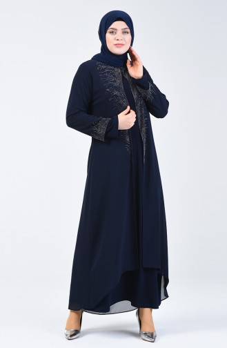 Dunkelblau Hijab-Abendkleider 0001-02