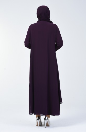 Plus Size Stone Evening Dress Suit 0001-04 Purple 0001-04