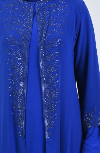 Plus Size Stone Evening Dress Suit 0001-05 Saxe Blue 0001-05