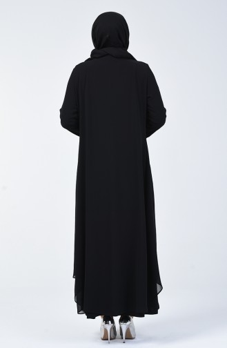 Robe de Soirée  İmprimée de Pierre Grande Taille 0003-03 Noir 0003-03