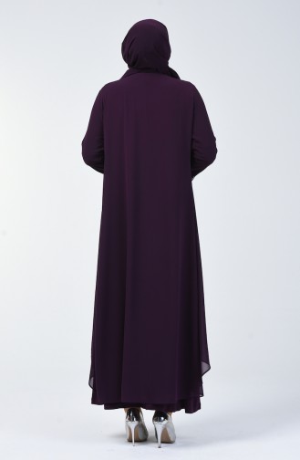Plus Size Stone Evening Dress 0003-04 Purple 0003-04