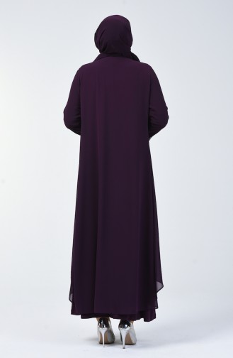 Robe de Soirée  İmprimée de Pierre Grande Taille 0003-04 Pourpre 0003-04