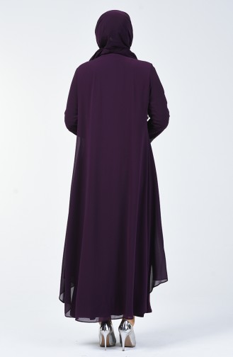Plus Size Stone Printed Evening Dress 0004-04 Purple 0004-04