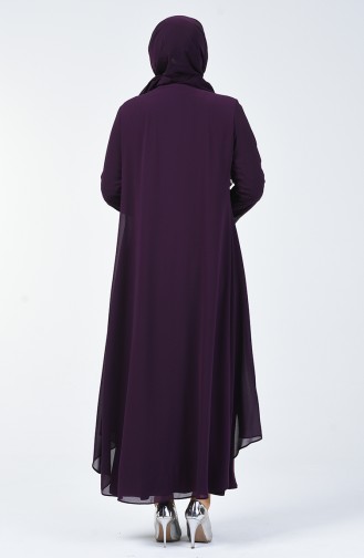 Robe de Soirée  İmprimée de Pierre Grande Taille 0004-04 Pourpre 0004-04