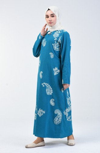 Petrol Hijab Dress 0004-13