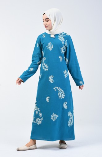 Petrol Hijab Dress 0004-13