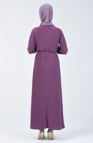 Sandy Kuşaklı Elbise 1933-03 Koyu Lila