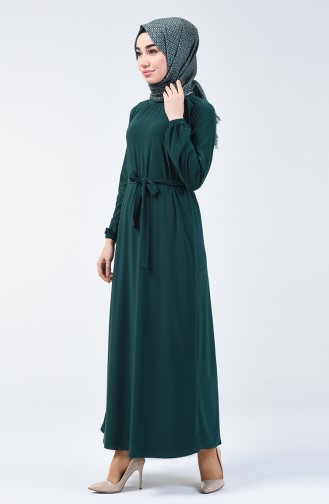 Sandy Kuşaklı Elbise 1933-05 Zümrüt Yeşili