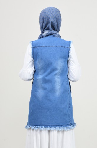 Düğmeli Kot Yelek 0601-01 Kot Mavi 0601-01