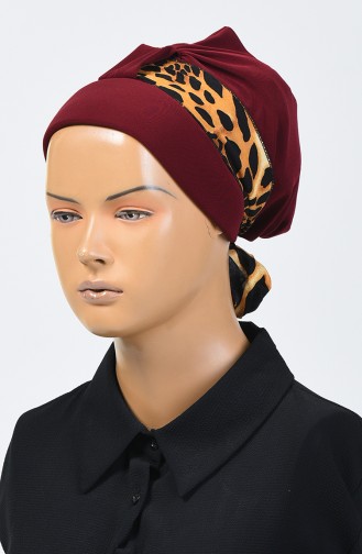 Bonnet à Motifs Leopard  7008-05 Bordeaux 7008-05