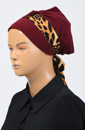 Bonnet à Motifs Leopard  7008-05 Bordeaux 7008-05