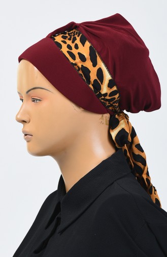 Bonnet à Motifs Leopard  7008-05 Bordeaux 7008-05