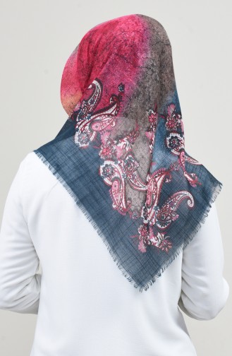 Patterned Silvery Scarf Petroleum 2451-03