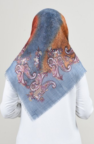 Patterned Silvery Scarf Ice Blue 2451-07
