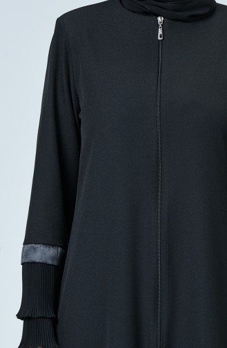 Abaya Détail Plissé  4444-02 Noir 4444-02