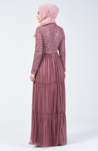 Dusty Rose Hijab Evening Dress 52769-07