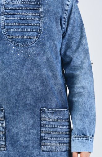 تونيك جينز مزين بالستراس أزرق جينزي 2255-01
