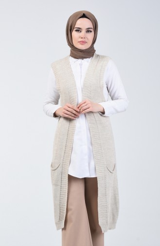 Gilet Tricot à Poche 2007-05 Beige 2007-05