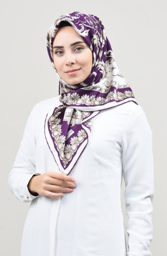 وشاح قطني منسوج منقوش بنفسجي 2454-02