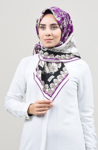 وشاح قطني منسوج منقوش بنفسجي 2454-05