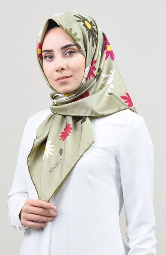 Patterned Twill Scarf Khaki Light Green 2456-13