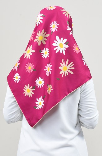 Patterned Twill Scarf Beige Fuchsia 2456-17