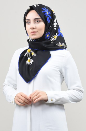 Patterned Twill Scarf Saxon Blue Black 2456-18