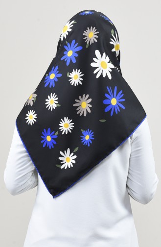 Patterned Twill Scarf Saxon Blue Black 2456-18