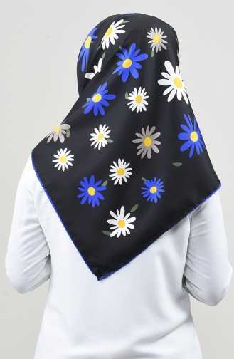 Patterned Twill Scarf Saxon Blue Black 2456-18