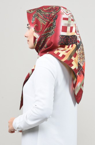 Patterned Twill Scarf Brown Bordeaux 2456-24