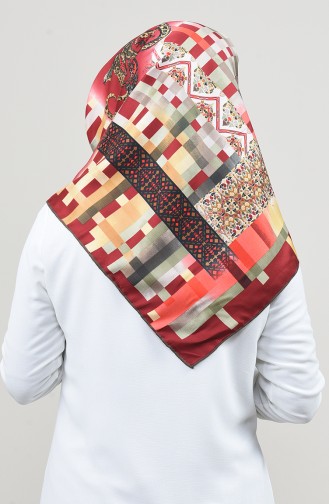 Patterned Twill Scarf Brown Bordeaux 2456-24