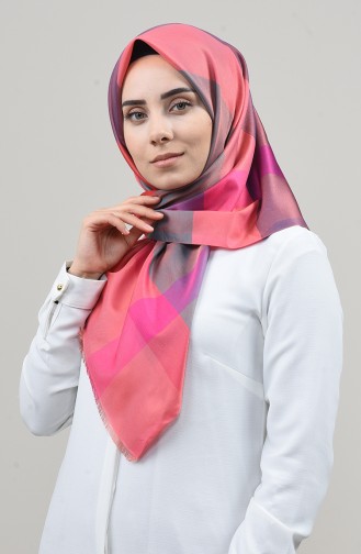 Desenli Pano Eşarp 2458-10 Pembe Yavruağzı 2458-10