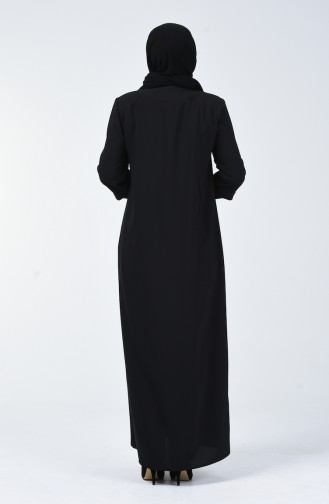 Abaya à Fermeture Grande Taille 5040-01 Noir 5040-01