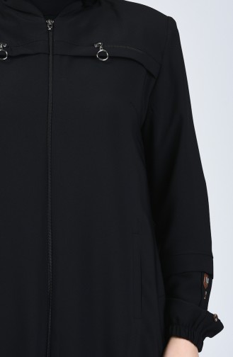 Abaya à Fermeture Grande Taille 5040-01 Noir 5040-01